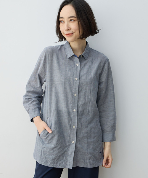 新品未使用 個性的 変更ポケットデザイン ブラウス ジャケット Maison de CINQ｜【小さいサイズ/洗える】シアーラッフル