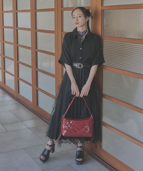 【即購入可】HARE トロミカタアキショートシャツ レッド HARE ブラウス シャツ トロミカタアキショートシャツ(HARE