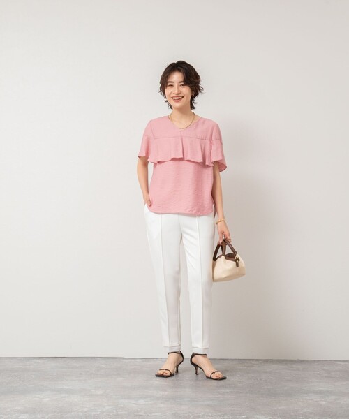 NOLLEY'S パンツ ウォッシャブル裾レースパンツ レディース