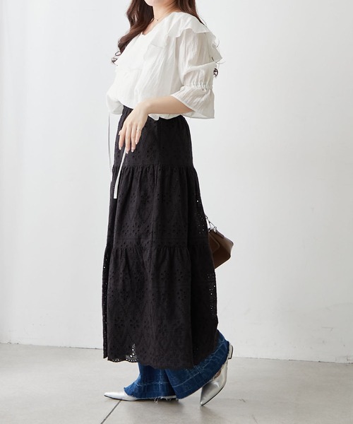 continuer de NICE CLAUP スカート コットンレースティアード