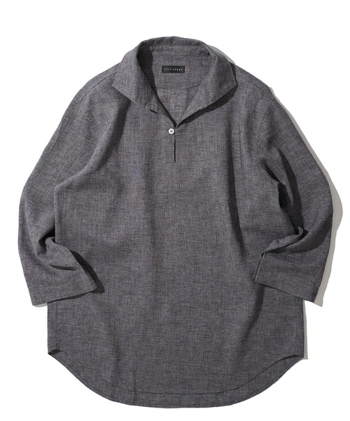 【未使用】ブラックリネン/ カプリシャツ/ L TETE HOMME シャツ 展開店舗限定 ハードマンリネン / Herdmans