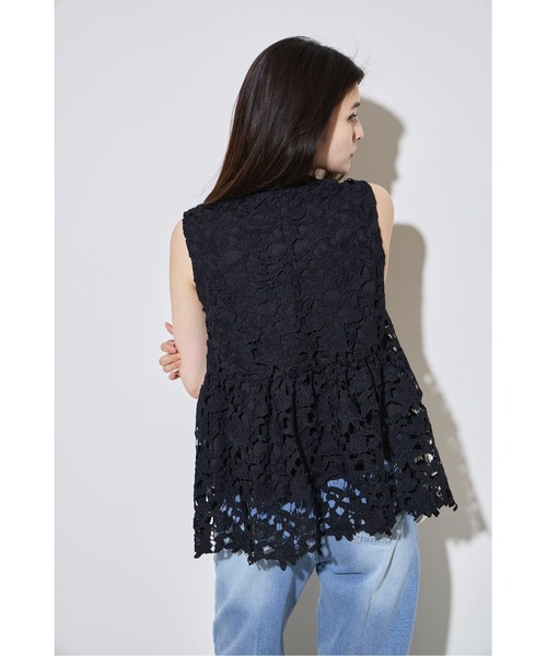ブラウス シャツ レース クロップド シャツ レディース ENVYM ブラウス シャツ レースクロップドシャツ レディース
