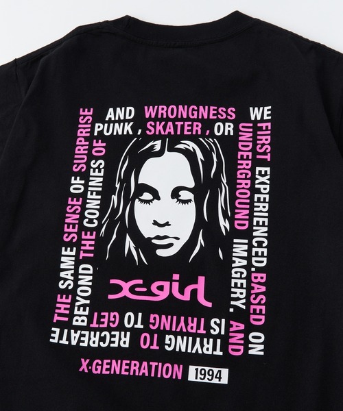 エックスガール Tシャツ X-girl MESSAGE BOX FRAMED FACE S/S TEE フェイス ロゴ 半袖 トップス ショートスリーブ クルーネック レディース 105253011013 X-girl エックスガール Tシャツ BOX LOGO AND FACE S/S TEE