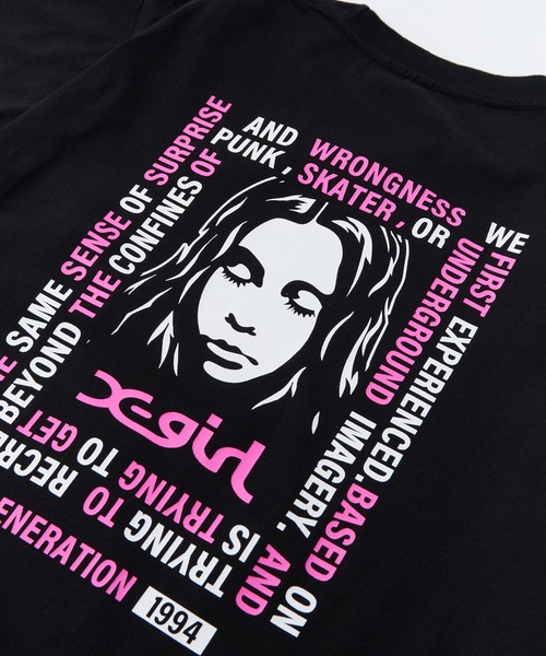 X-girl tシャツ MESSAGE BOX FRAMED FACE S/S TEE レディース