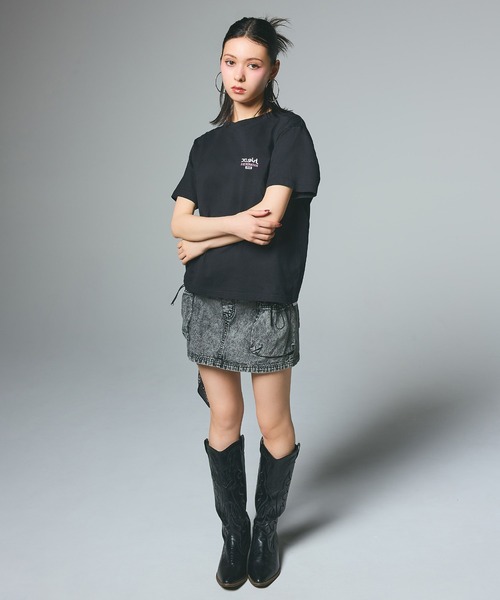 X-girl tシャツ MESSAGE BOX FRAMED FACE S/S TEE レディース