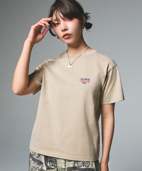 X-girl tシャツ MESSAGE BOX FRAMED FACE S/S TEE レディース