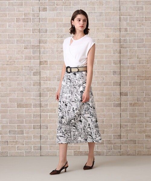 【美品】ANAYI 2025AW シティスケーププリントAライン スカート ANAYI（アナイ） スカート シティスケーププリントAライン スカート