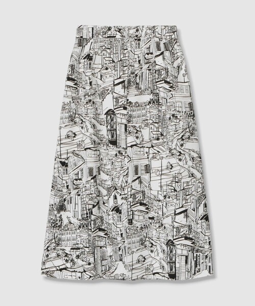 ANAYI（アナイ） スカート シティスケーププリントAライン スカート