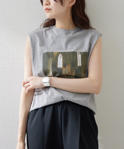 【ウィムガゼット】フォトノースリーブTシャツ Whim Gazette tシャツ フォトノースリーブTシャツ レディース