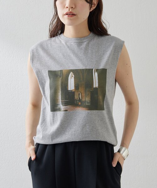 tシャツ フォトノースリーブTシャツ レディース