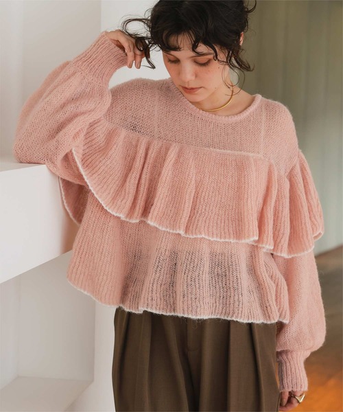 titivate（ティティベイト） ニット セーター ティアードフリルモヘア