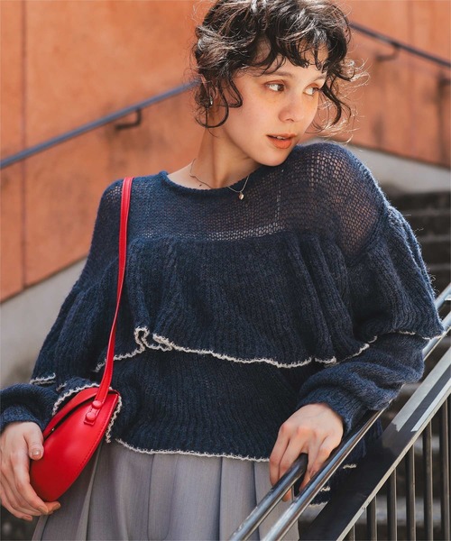 titivate（ティティベイト） ニット セーター ティアードフリルモヘア