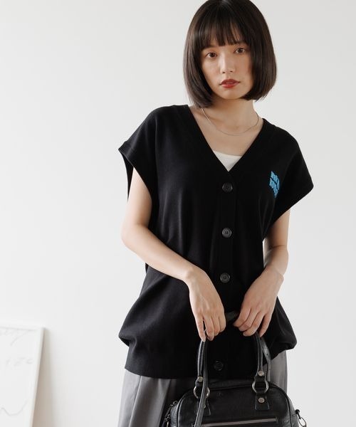 ベスト ジレ 「UNISEX」ロゴニットベスト レディース メンズ