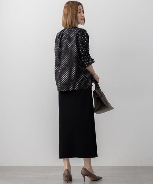 23区 ドットプリント サッカー ブラウス 23区 ブラウス シャツ 「WEB＆一部店舗限定/洗える」ドットプリント