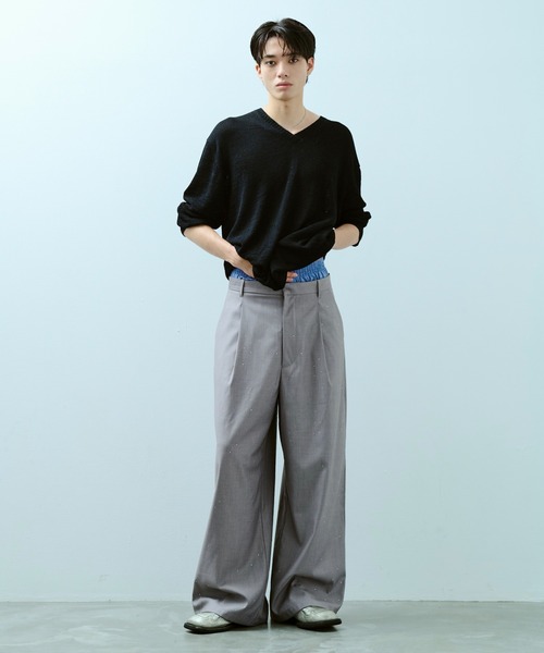 camphor wood wide baggy slacks チャコールグレー 2tuck wide baggy slacks / 2タックワイドバギーフレア