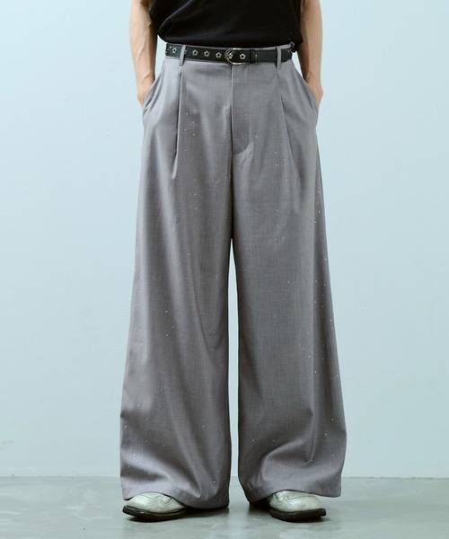 ラインストーン　バギーパンツ Camphor wood スラックス wide baggy rhinestone slacks
