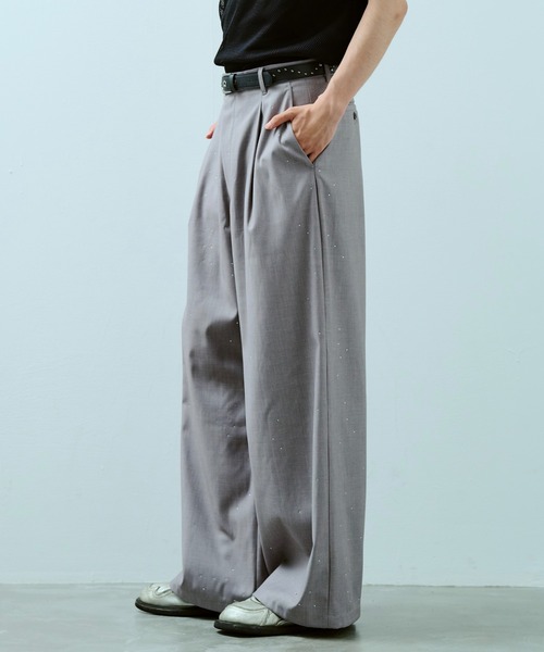 camphor wood ワイドスラックス　ストライプ Camphor wood パンツ wide baggy stripe print trousers