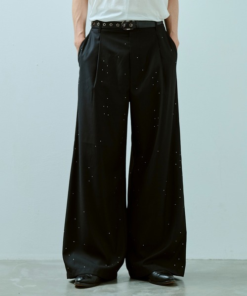 「Camphor wood」 スラックス LARGE ブラック メンズ Camphor wood スラックス super wide baggy polyester slacks