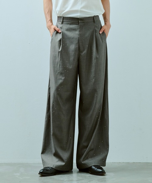 camphor wood スラックスパンツ Camphor wood スラックス wide baggy rhinestone slacks