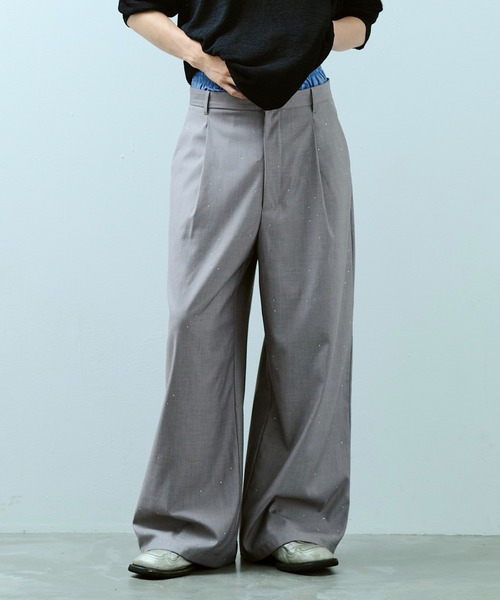 Camphor wood スラックス wide baggy rhinestone slacks
