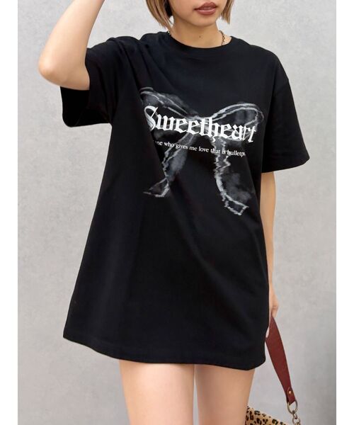 tシャツ フロントリボングラフィックBIG Tシャツ レディース