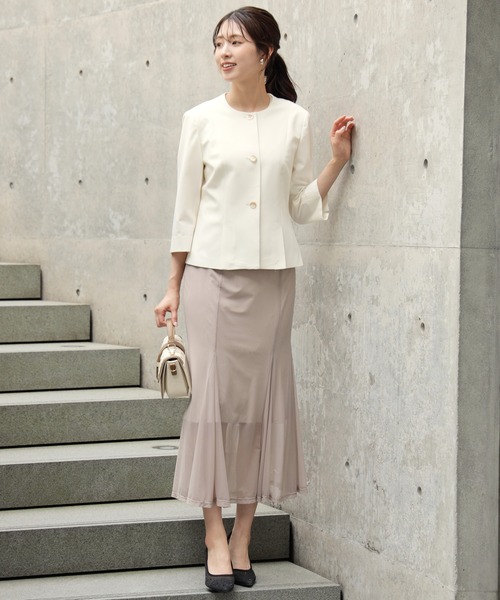 DRESS+ ジャケット ノーカラージャケット スリット入りノー