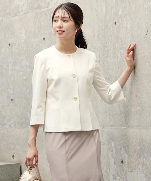 DRESS+ ジャケット ノーカラージャケット スリット入りノー
