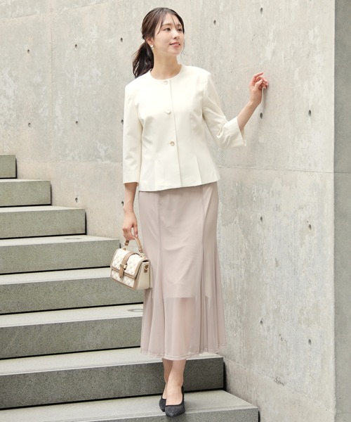 DRESS+ ジャケット ノーカラージャケット スリット入りノー