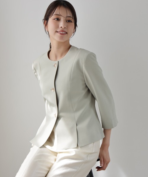 DRESS+ ジャケット ノーカラージャケット スリット入りノー