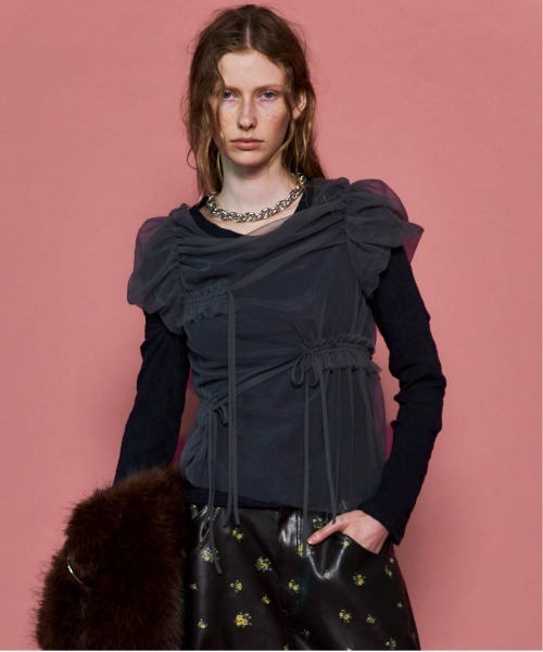 tシャツ 「25AW PRE-ORDER」Shirring Mini Puff Sleeve Tops/シャーリングミニパフスリーブトップス「MAIS