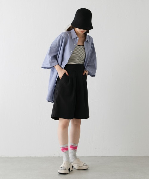 「WHIMSIC」 7分袖シャツ FREE ネイビー レディース_画像6