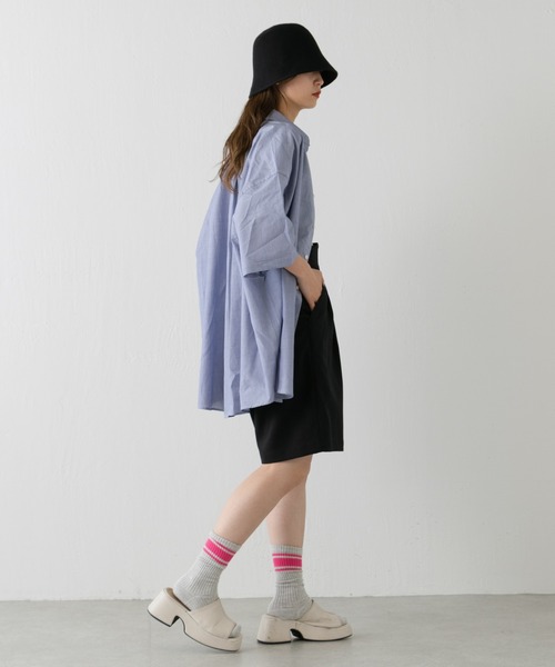 「WHIMSIC」 7分袖シャツ FREE ネイビー レディース_画像7