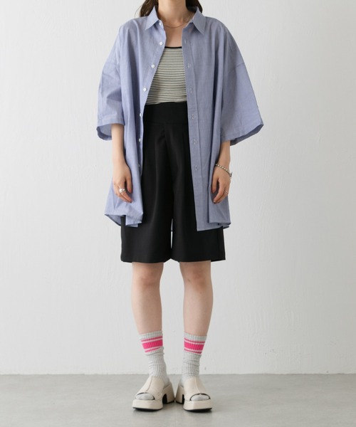 「WHIMSIC」 7分袖シャツ FREE ネイビー レディース_画像8