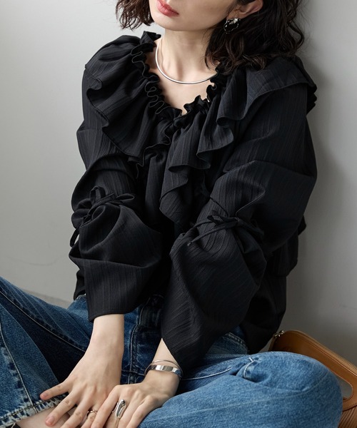each alchemist ブラウス シャツ フリルカラーボリュームスリーブ