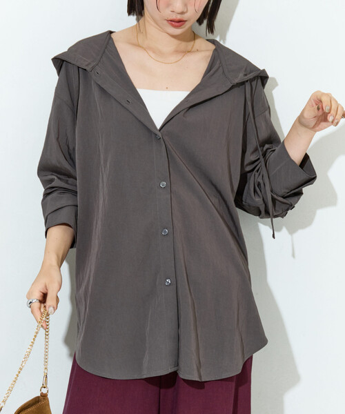ブラウス シャツ 限定展開　フーディー ボタン オーバーシャツ レディース | FREAK'S STORE | 03