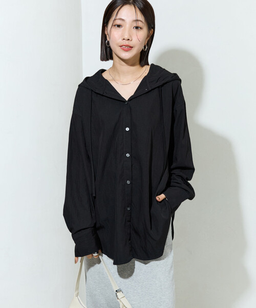 ブラウス シャツ 限定展開　フーディー ボタン オーバーシャツ レディース | FREAK'S STORE | 24