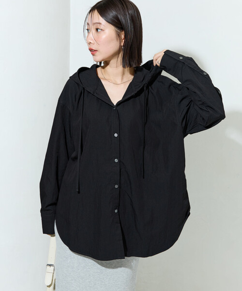ブラウス シャツ 限定展開　フーディー ボタン オーバーシャツ レディース | FREAK'S STORE | 23