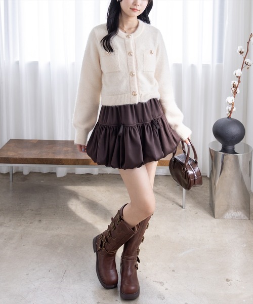 clear スカート フロントリボンバルーンミニスカート : ZOZOTOWN Yahoo