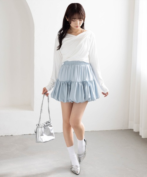 clear スカート フロントリボンバルーンミニスカート : ZOZOTOWN Yahoo
