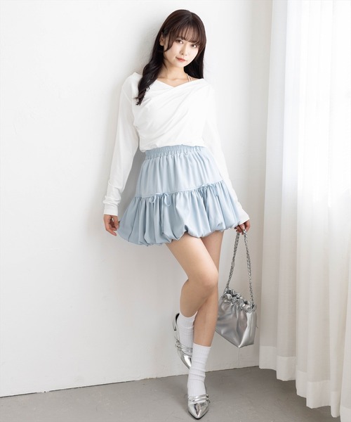 clear スカート フロントリボンバルーンミニスカート : ZOZOTOWN Yahoo