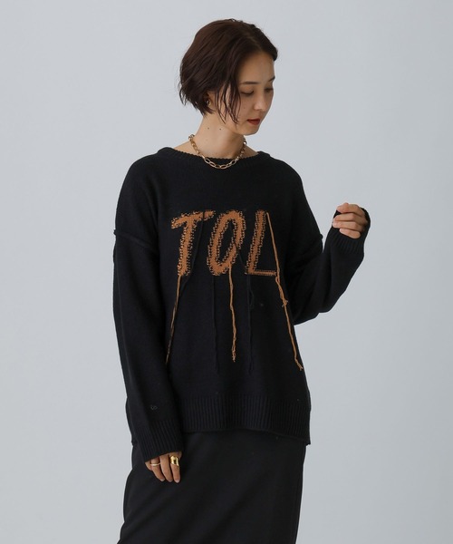 LEPSIM（レプシィム） ニット セーター 5ゲージインターシャロゴプル