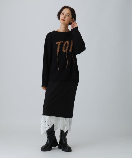 LEPSIM（レプシィム） ニット セーター 5ゲージインターシャロゴプル