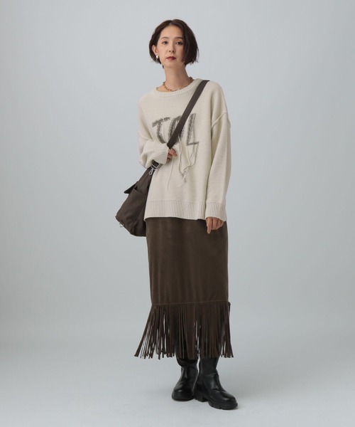 LEPSIM（レプシィム） ニット セーター 5ゲージインターシャロゴプル