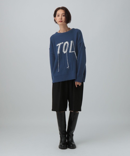 LEPSIM（レプシィム） ニット セーター 5ゲージインターシャロゴプル