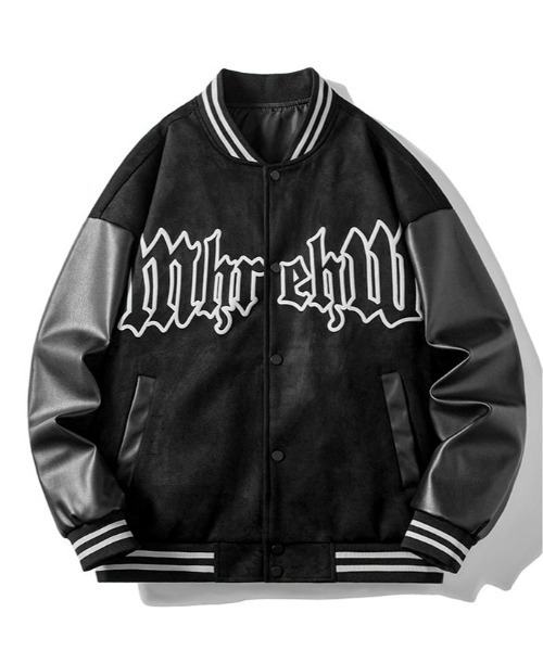 link lot スタジャン 「25年秋冬新作」袖切り替えロゴビッグスタジャン