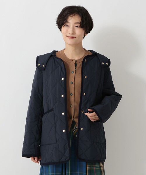 AfternoonTea アフタヌーンティー タータンチェック コート カーキ タータンチェック柄フード付きキルトロングコート/Afternoon Tea