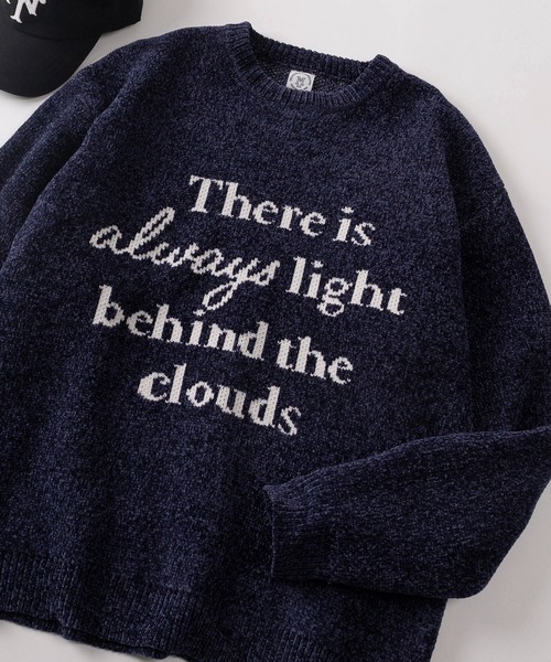 セーター ニット 「84」メッセージロゴ モール ジャガードニット