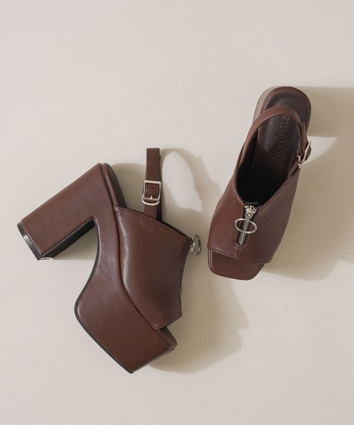 「Newlyme」 ヒールサンダル MEDIUM ブラック レディース_画像5