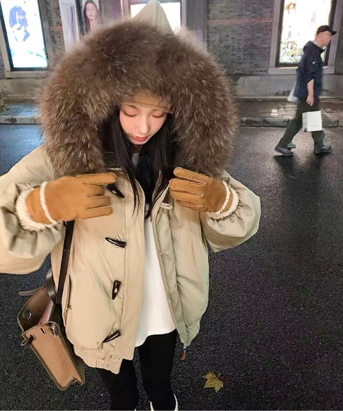 ダウンコート ダウンジャケット トグルボタンエコファージッパーフード