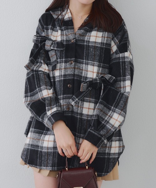 ANOTHER BRANCH OLIVE des OLIVE ブラウス シャツ リボン付チェック